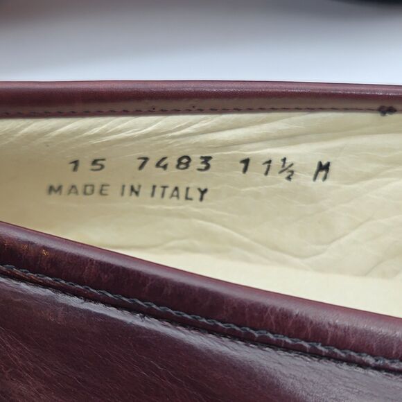 Johnston & Murphy Loafer Shoe Burgundy Leather Men Sz 11.5 Kiltie Tassel Italy